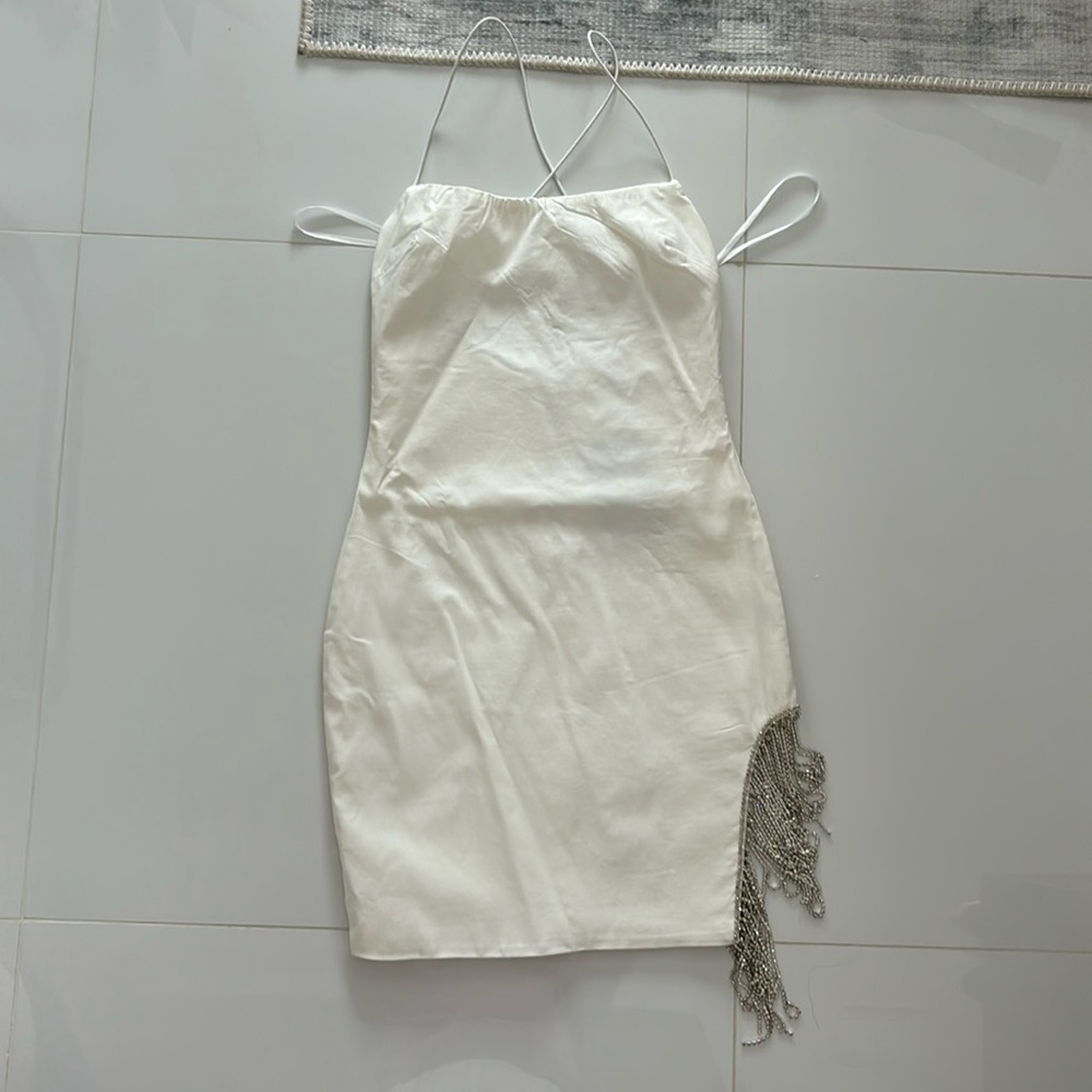 White diamond tassel dress